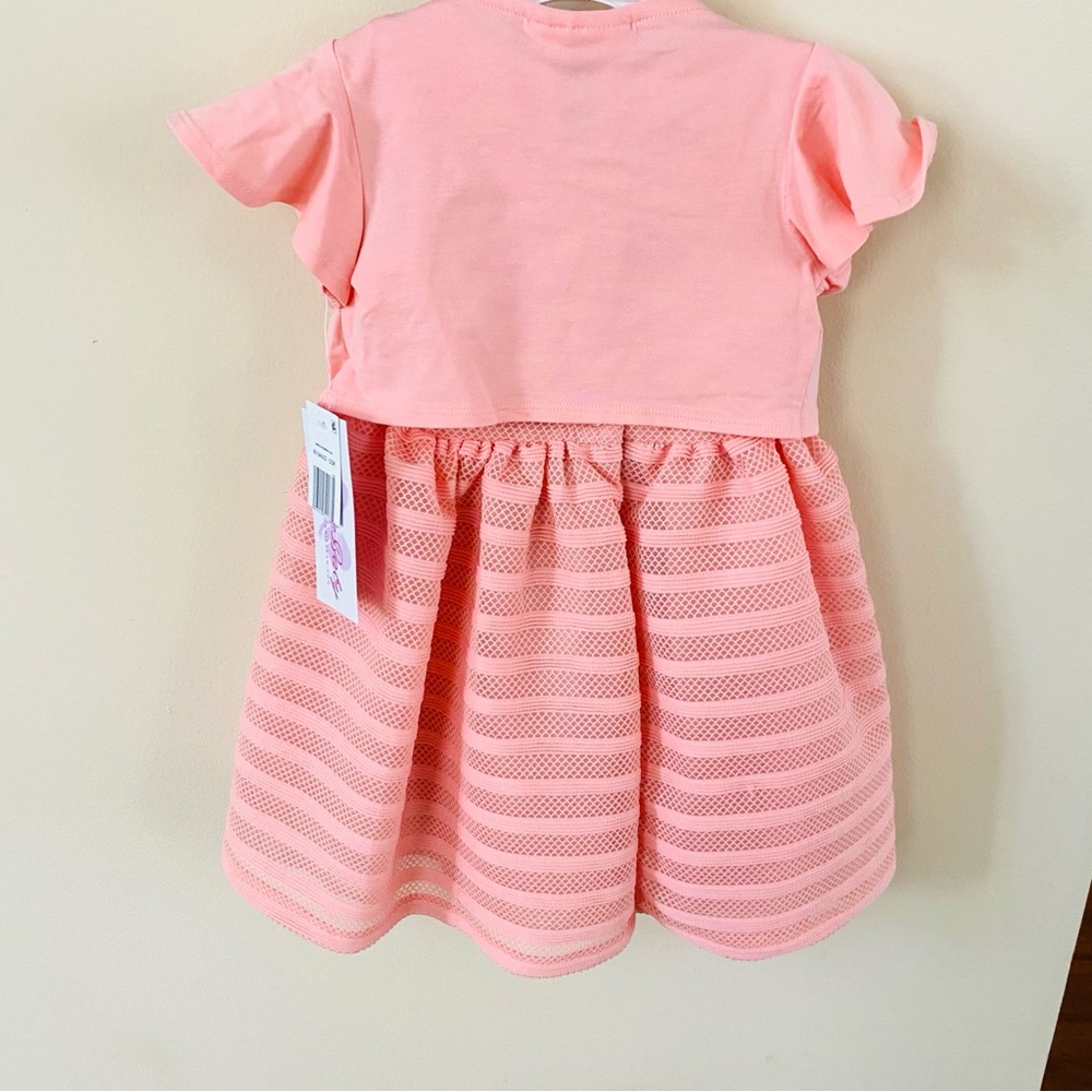 BONNIE BABY Emmie Knit Party Dess Cardigan Salmon Pink 24 Months Pageant Easter - Picture 3 of 16